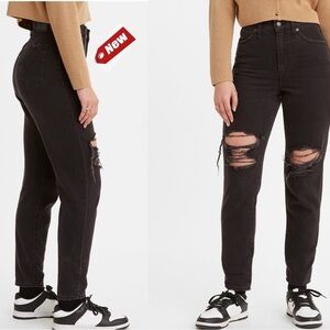 Levi’s women’s black high waisted distressed Mom jeans Sz 29 NWT